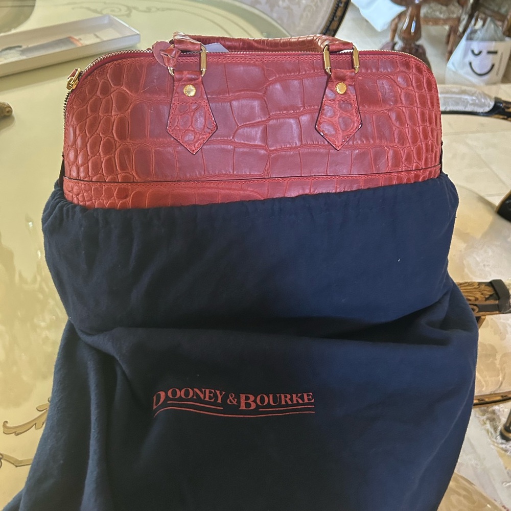 Dooney & Bourke Red Crocodile-Embossed Tote - Picture 4 of 5